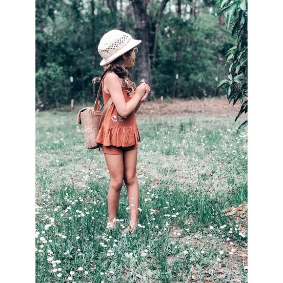 Lost In The Meadow Embroidered Soft Knit Peplum Romper Playsuit 2T/3T - Picture 5 of 9